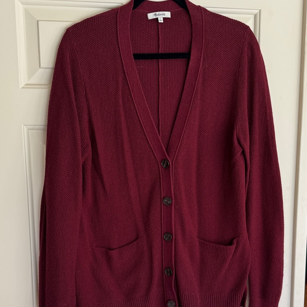 Madewell Deep Red Knit Cardigan